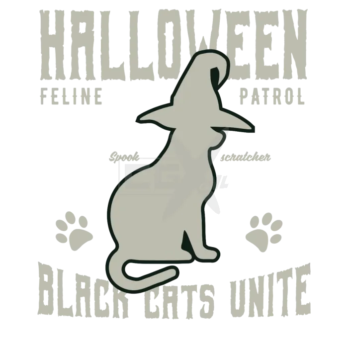 Halloween - feline patrol - spook scratcher - black cats unite