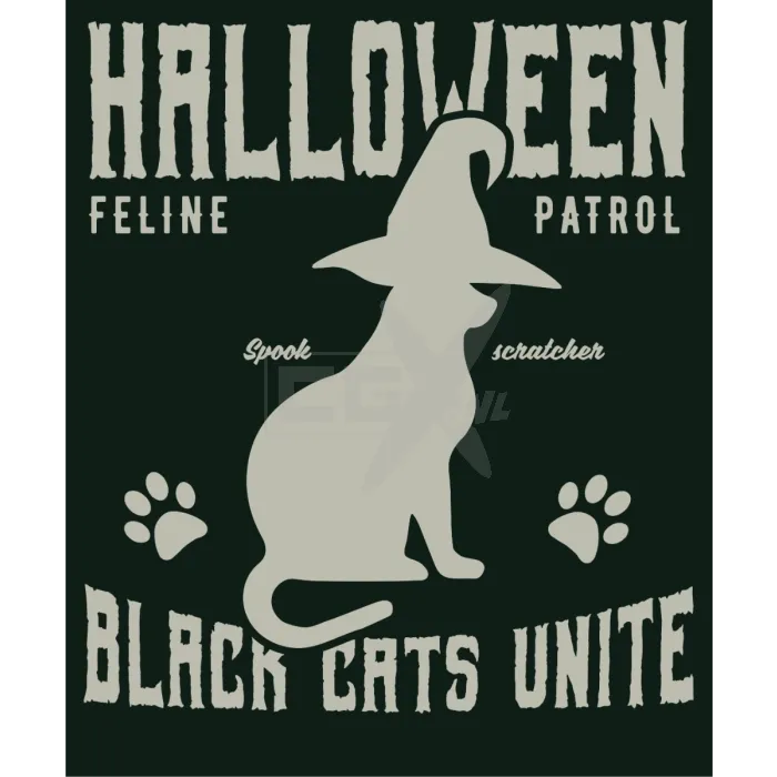 Halloween - feline patrol - spook scratcher - black cats unite