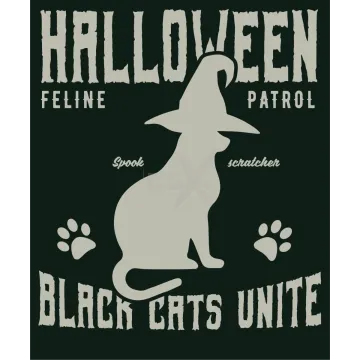 Halloween - feline patrol - spook scratcher - black cats unite